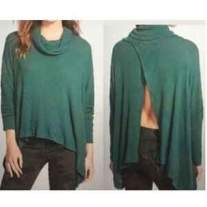 NWT Free People World Traveler Cowl Neck Oversized Split Back Top